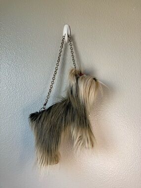 Vintage Yorkshire Terrier Fuzzy Nation Y2K Dog Purse Whimsical Realistic Yorkie